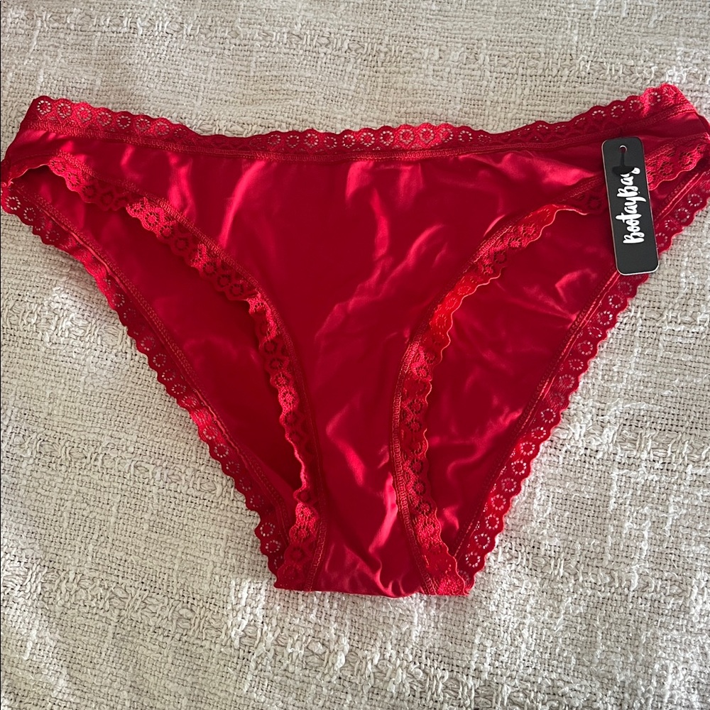Bold Red Lace Trim Panties